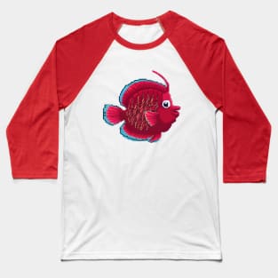 Red Cute fish Pixel art Baseball T-Shirt